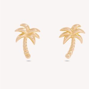 Stone and strand palm tree earrings